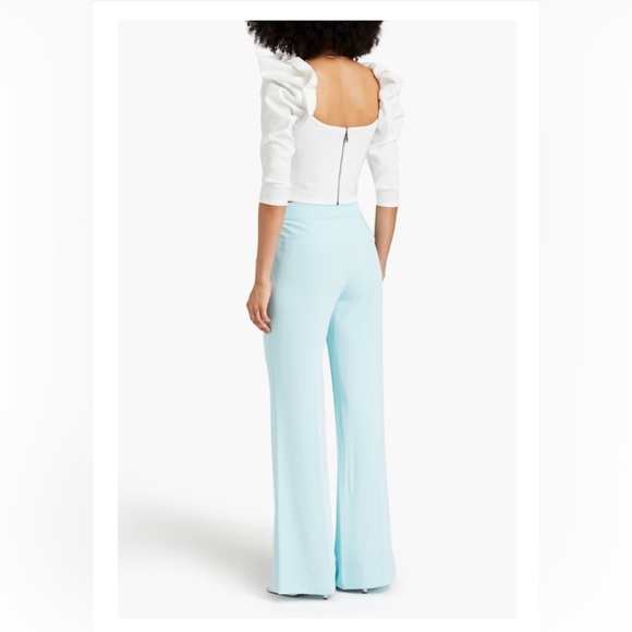 NWT ALICE + OLIVIA Genny cropped gathered stretch-knit top Sz US 8 - Picture 3 of 11